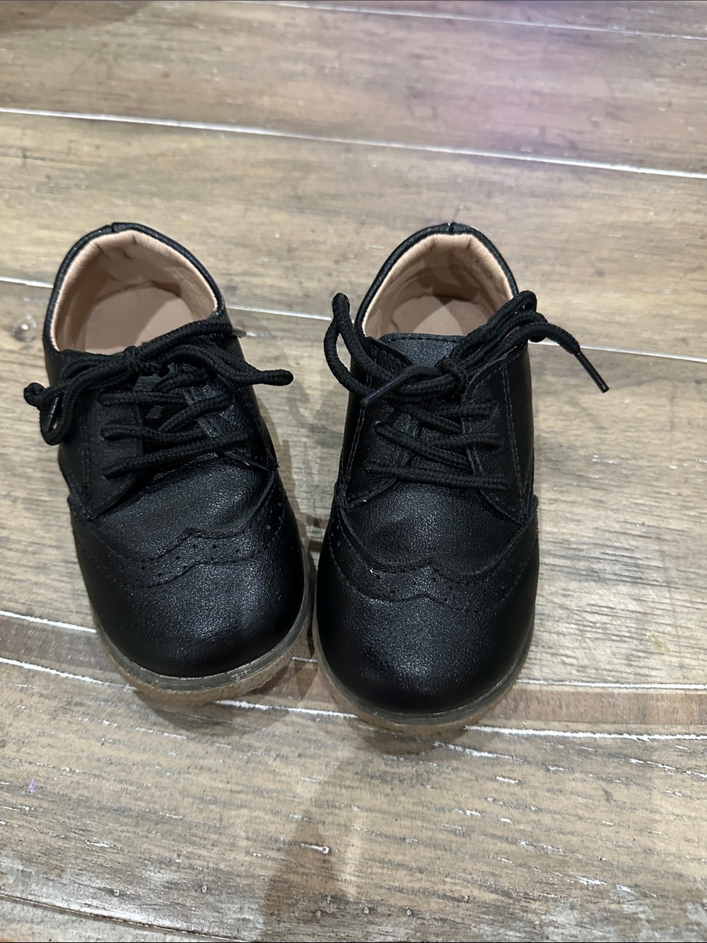 Toddler Black Lace-Up Dress Oxfords